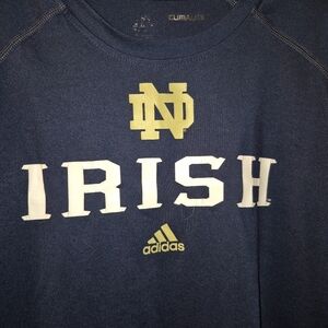 Norte Dame Irish Mens Adidas Blue and Gold Tee Shirt Mens Size Xl